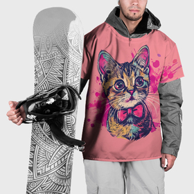 Накидка на куртку 3D с принтом Милый котенок с бабочкой в Санкт-Петербурге, 100% полиэстер |  | Тематика изображения на принте: 