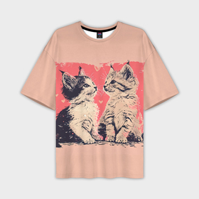 Мужская футболка oversize 3D с принтом Влюбленные котята 14 февраля в Белгороде,  |  | 