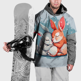 Накидка на куртку 3D с принтом Влюбленные зайчики 14 февраля в Курске, 100% полиэстер |  | 
