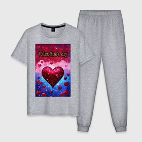 Мужская пижама хлопок с принтом Сапфировое сердце в Кировске, 100% хлопок | брюки и футболка прямого кроя, без карманов, на брюках мягкая резинка на поясе и по низу штанин
 | 