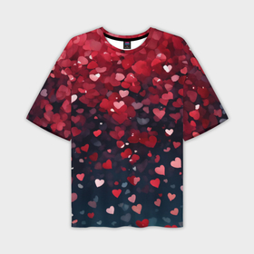 Мужская футболка oversize 3D с принтом Гранатовые сердечки ,  |  | 