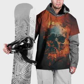 Накидка на куртку 3D с принтом Горящий скелет в Курске, 100% полиэстер |  | 
