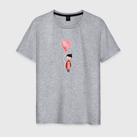 Мужская футболка хлопок с принтом Девочка с сердечком в Кировске, 100% хлопок | прямой крой, круглый вырез горловины, длина до линии бедер, слегка спущенное плечо. | 