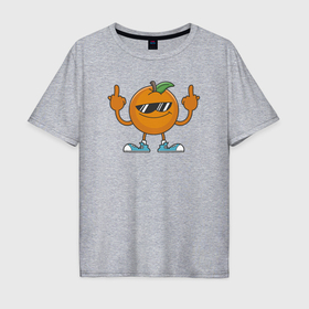 Мужская футболка хлопок Oversize с принтом Апельсиновый привет в Кировске, 100% хлопок | свободный крой, круглый ворот, “спинка” длиннее передней части | 