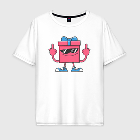 Мужская футболка хлопок Oversize с принтом Подарочный привет , 100% хлопок | свободный крой, круглый ворот, “спинка” длиннее передней части | 