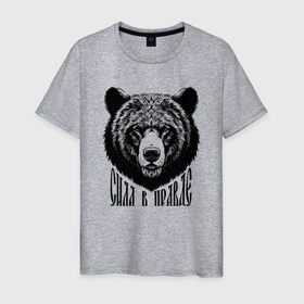 Мужская футболка хлопок с принтом Медведь русич   сила в правде , 100% хлопок | прямой крой, круглый вырез горловины, длина до линии бедер, слегка спущенное плечо. | 