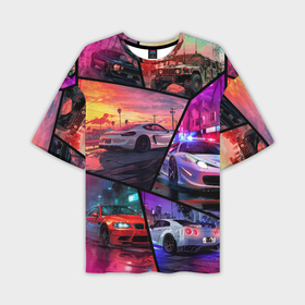 Мужская футболка oversize 3D с принтом GTA style cars в Петрозаводске,  |  | Тематика изображения на принте: 