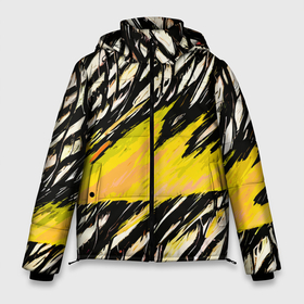 Мужская зимняя куртка 3D с принтом Жёлтая буря в Тюмени, верх — 100% полиэстер; подкладка — 100% полиэстер; утеплитель — 100% полиэстер | длина ниже бедра, свободный силуэт Оверсайз. Есть воротник-стойка, отстегивающийся капюшон и ветрозащитная планка. 

Боковые карманы с листочкой на кнопках и внутренний карман на молнии. | 