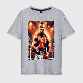 Мужская футболка хлопок Oversize с принтом Майк Тайсон вышел на ринг в Екатеринбурге, 100% хлопок | свободный крой, круглый ворот, “спинка” длиннее передней части | 