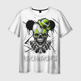 Мужская футболка 3D с принтом Rakamakafo 2.0 (белый) в Петрозаводске, 100% полиэфир | прямой крой, круглый вырез горловины, длина до линии бедер | 