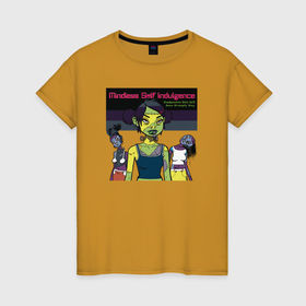 Женская футболка хлопок с принтом Mindless Self Indulgence rock group , 100% хлопок | прямой крой, круглый вырез горловины, длина до линии бедер, слегка спущенное плечо | 