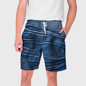 Мужские шорты 3D с принтом Мятый деним в Тюмени,  полиэстер 100% | прямой крой, два кармана без застежек по бокам. Мягкая трикотажная резинка на поясе, внутри которой широкие завязки. Длина чуть выше колен | 