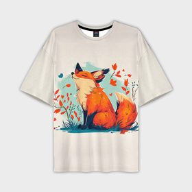 Мужская футболка oversize 3D с принтом Влюбленная лисичка  14 февраля в Курске,  |  | 