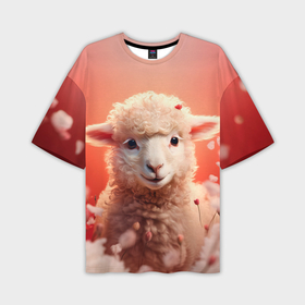 Мужская футболка oversize 3D с принтом Милая влюбленная овечка в Курске,  |  | 