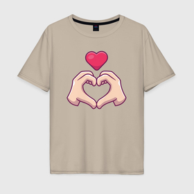 Мужская футболка хлопок Oversize с принтом Сердечки позитива в Петрозаводске, 100% хлопок | свободный крой, круглый ворот, “спинка” длиннее передней части | 