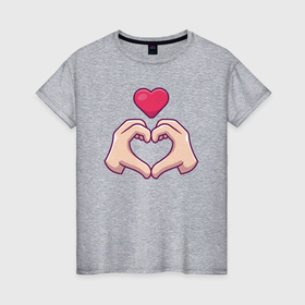 Женская футболка хлопок с принтом Сердечки позитива в Курске, 100% хлопок | прямой крой, круглый вырез горловины, длина до линии бедер, слегка спущенное плечо | 