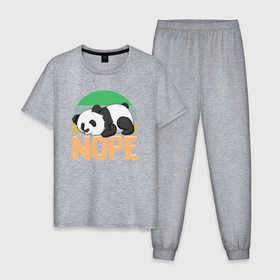 Мужская пижама хлопок с принтом Panda nope в Кировске, 100% хлопок | брюки и футболка прямого кроя, без карманов, на брюках мягкая резинка на поясе и по низу штанин
 | Тематика изображения на принте: 
