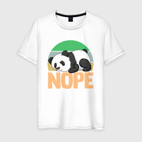 Мужская футболка хлопок с принтом Panda nope в Кировске, 100% хлопок | прямой крой, круглый вырез горловины, длина до линии бедер, слегка спущенное плечо. | Тематика изображения на принте: 