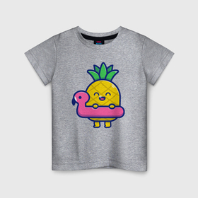 Детская футболка хлопок с принтом Летний ананас в Курске, 100% хлопок | круглый вырез горловины, полуприлегающий силуэт, длина до линии бедер | Тематика изображения на принте: 
