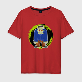 Мужская футболка хлопок Oversize с принтом Мультяшный Франкенштейн в Белгороде, 100% хлопок | свободный крой, круглый ворот, “спинка” длиннее передней части | 