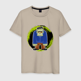 Мужская футболка хлопок с принтом Мультяшный Франкенштейн в Белгороде, 100% хлопок | прямой крой, круглый вырез горловины, длина до линии бедер, слегка спущенное плечо. | 