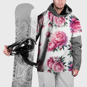 Накидка на куртку 3D с принтом Розовые цветы пиона в Курске, 100% полиэстер |  | 