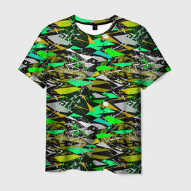 Мужская футболка 3D с принтом Гранж геометрический абстрактный в Кировске, 100% полиэфир | прямой крой, круглый вырез горловины, длина до линии бедер | 