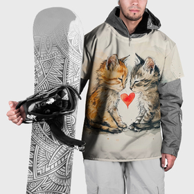 Накидка на куртку 3D с принтом Влюбленные милые  котята , 100% полиэстер |  | 