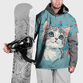 Накидка на куртку 3D с принтом Влюбленный котик 14 февраля в Кировске, 100% полиэстер |  | Тематика изображения на принте: 