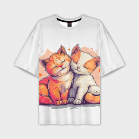 Мужская футболка oversize 3D с принтом Влюбленные милые котята в Белгороде,  |  | 