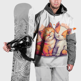 Накидка на куртку 3D с принтом Влюбленные милые котята , 100% полиэстер |  | 