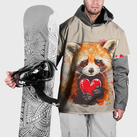 Накидка на куртку 3D с принтом Влюбленный енот  14 февраля , 100% полиэстер |  | 