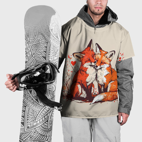 Накидка на куртку 3D с принтом Влюбленные лисички с сердечком в Петрозаводске, 100% полиэстер |  | Тематика изображения на принте: 