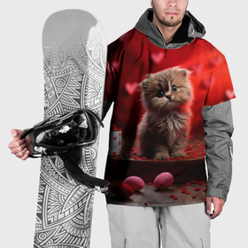 Накидка на куртку 3D с принтом 14 февраля влюбленный котик в Кировске, 100% полиэстер |  | Тематика изображения на принте: 