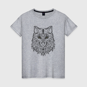 Женская футболка хлопок с принтом Волк рисованный маркером в Курске, 100% хлопок | прямой крой, круглый вырез горловины, длина до линии бедер, слегка спущенное плечо | 