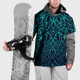 Накидка на куртку 3D с принтом Синий узоры мандала в Санкт-Петербурге, 100% полиэстер |  | Тематика изображения на принте: 