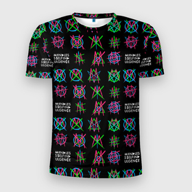 Мужская футболка 3D Slim с принтом Mindless Self Indulgence rock group в Белгороде, 100% полиэстер с улучшенными характеристиками | приталенный силуэт, круглая горловина, широкие плечи, сужается к линии бедра | 