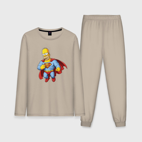 Мужская пижама с лонгсливом хлопок с принтом Гомер супермен в Петрозаводске,  |  | 