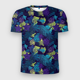 Мужская футболка 3D Slim с принтом Abstract vector pattern в Екатеринбурге, 100% полиэстер с улучшенными характеристиками | приталенный силуэт, круглая горловина, широкие плечи, сужается к линии бедра | 
