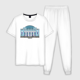 Мужская пижама хлопок с принтом Норильский бассейн в Кировске, 100% хлопок | брюки и футболка прямого кроя, без карманов, на брюках мягкая резинка на поясе и по низу штанин
 | 