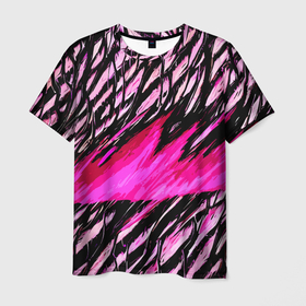 Мужская футболка 3D с принтом Розовая буря в Тюмени, 100% полиэфир | прямой крой, круглый вырез горловины, длина до линии бедер | 