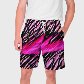 Мужские шорты 3D с принтом Розовая буря в Тюмени,  полиэстер 100% | прямой крой, два кармана без застежек по бокам. Мягкая трикотажная резинка на поясе, внутри которой широкие завязки. Длина чуть выше колен | 
