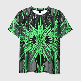 Мужская футболка 3D с принтом Камень и зелёные кристаллы в Белгороде, 100% полиэфир | прямой крой, круглый вырез горловины, длина до линии бедер | Тематика изображения на принте: 