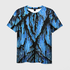 Мужская футболка 3D с принтом Синий разлом в Петрозаводске, 100% полиэфир | прямой крой, круглый вырез горловины, длина до линии бедер | 
