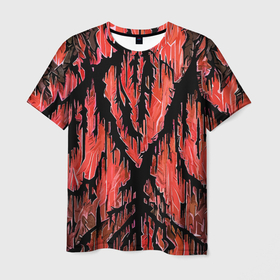 Мужская футболка 3D с принтом Красный разлом в Екатеринбурге, 100% полиэфир | прямой крой, круглый вырез горловины, длина до линии бедер | 