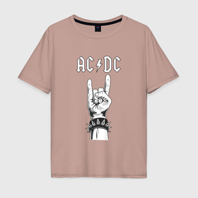 Мужская футболка хлопок Oversize с принтом RnR AC DC в Кировске, 100% хлопок | свободный крой, круглый ворот, “спинка” длиннее передней части | Тематика изображения на принте: 