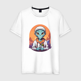 Мужская футболка хлопок с принтом Нашествие инопланетян в Белгороде, 100% хлопок | прямой крой, круглый вырез горловины, длина до линии бедер, слегка спущенное плечо. | 