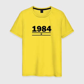 Мужская футболка хлопок с принтом 1984 со звездой в Новосибирске, 100% хлопок | прямой крой, круглый вырез горловины, длина до линии бедер, слегка спущенное плечо. | Тематика изображения на принте: 