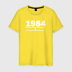 Мужская футболка хлопок с принтом 1984 с белой звездой в Тюмени, 100% хлопок | прямой крой, круглый вырез горловины, длина до линии бедер, слегка спущенное плечо. | 