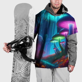 Накидка на куртку 3D с принтом Планета цветных неоновых грибов в Санкт-Петербурге, 100% полиэстер |  | 